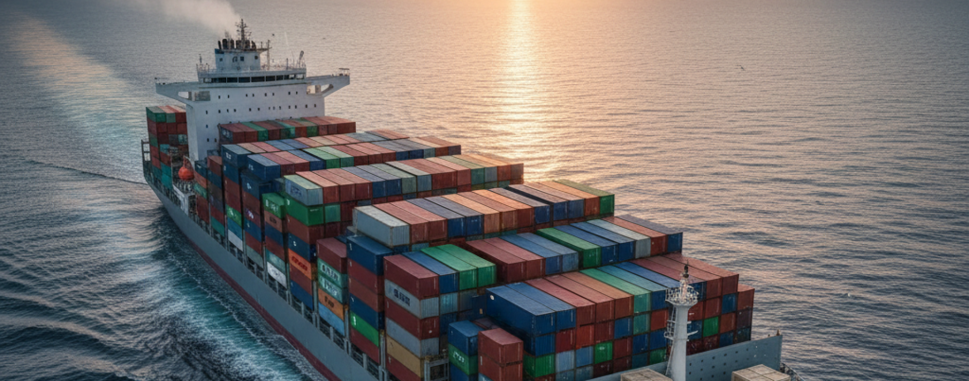 Vibrant shipping containers stacked at an industrial port under a blue sky.